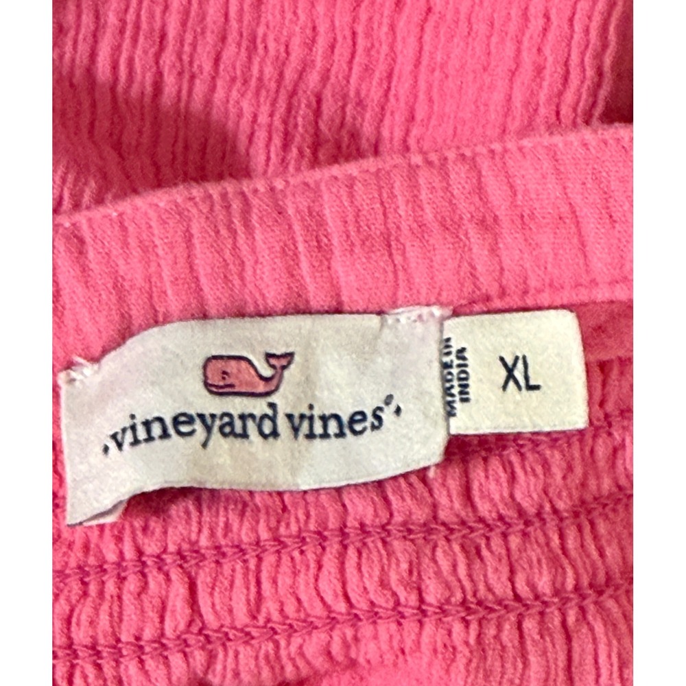 Vineyard Vines Gauze Top Womens XL Pink Smocked Flutter Sleeve Cotton - Picture 2 of 7